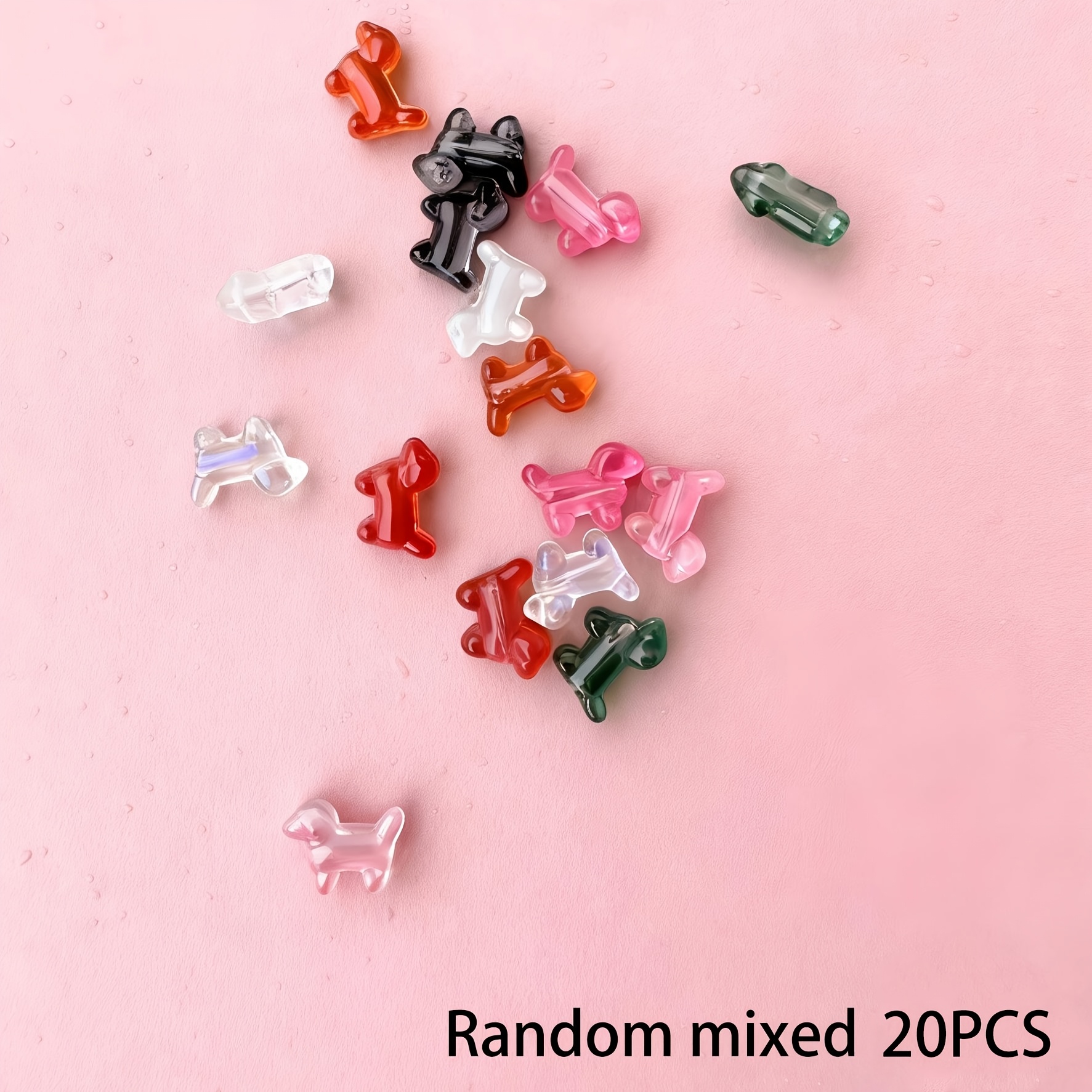 TEMU 20pcs Cute Pierced Puppy Jewelry Additions Suitable For Handmade Bracelet And Pet Lovers' Bead Random Color Mixing