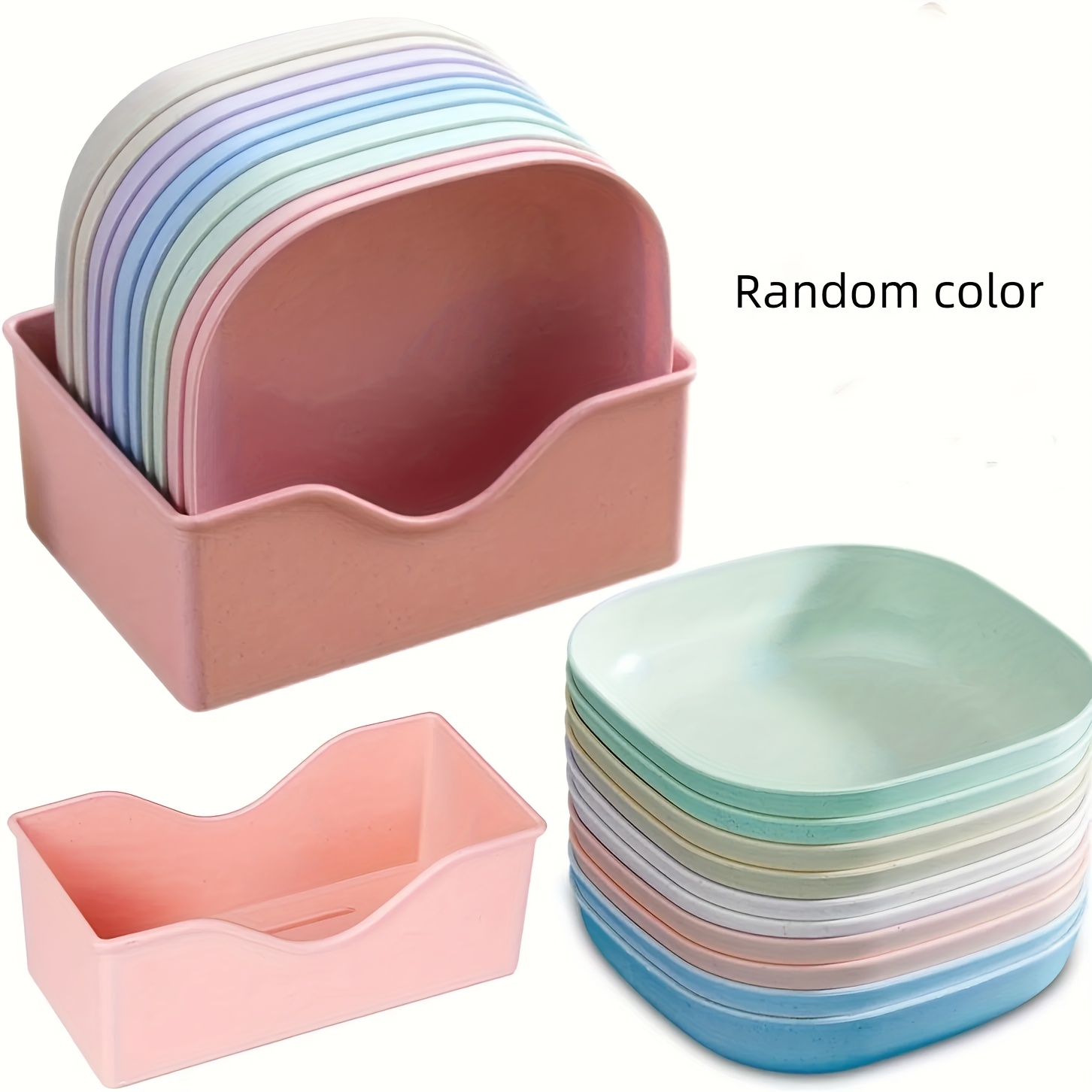 TEMU 10pcs Non-slip Plastic Cat Bowls, Flat Feeding Bowls, Round Cat Trays, Feeding Bowls, Colourful Cat Bowl Sets For Kittens Cat Trays And Short