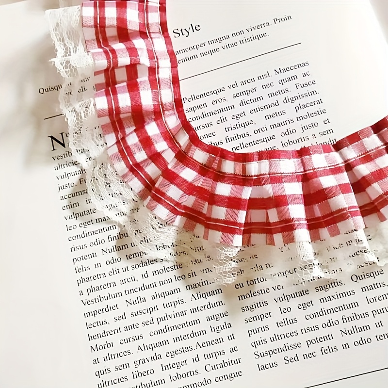 Image of 1 Yard Of Checkered Lace With Ruffles, Suitable For Doll Clothes, Curtains, Skirt , Pet Collars, And Decorative Additions