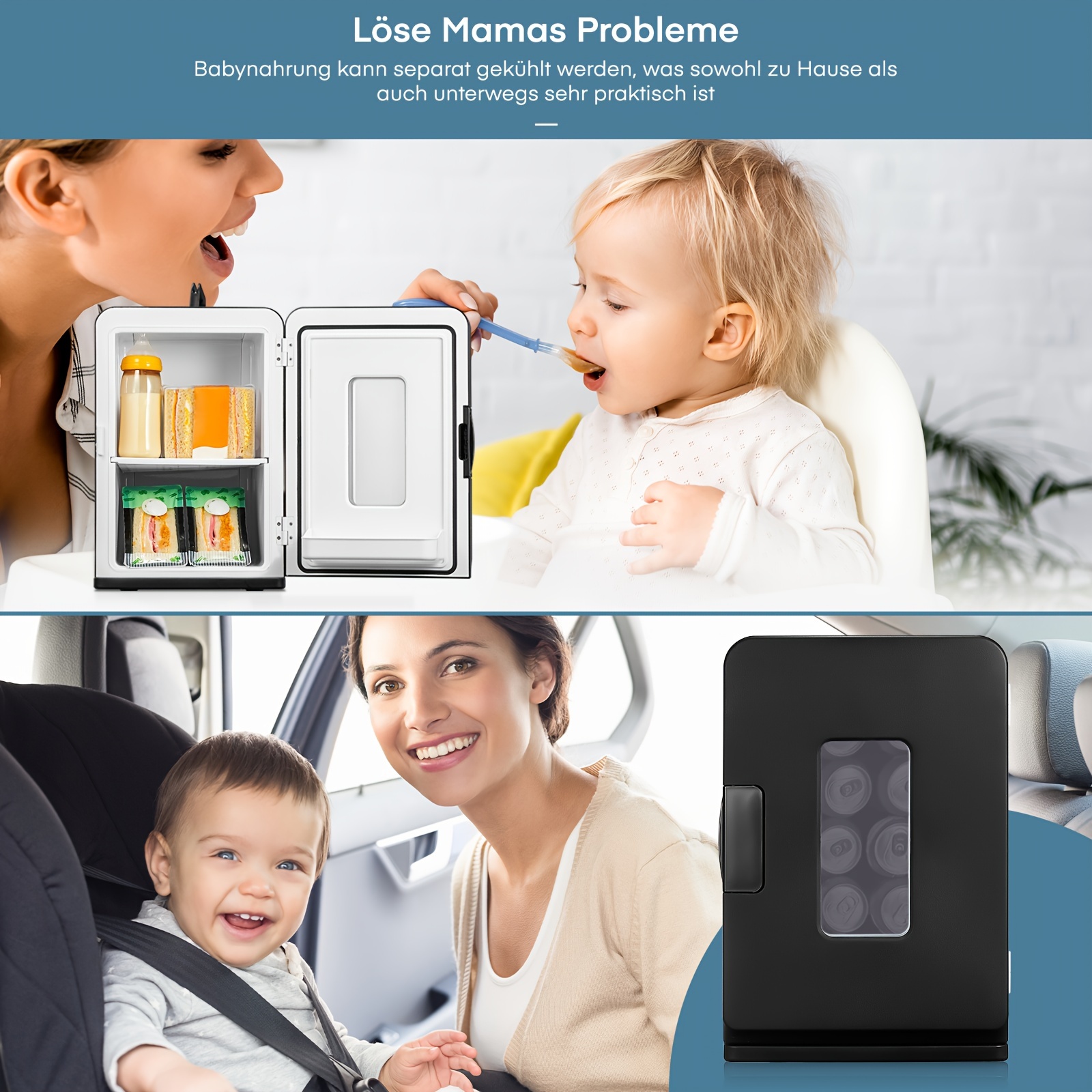 Mini Fridge 15 Liter/21 Cans, AC+DC Power Small Fridge for Bedroom, Car, Office, Thermoelectric Cooler and Warmer Skincare Fridge for Food, Drinks, Cosmetics, Max & ECO Mode, Black