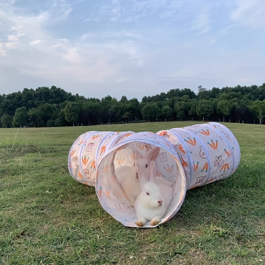 

3-way Rabbit Tunnel - Collapsible Play Tube For Bunnies, Small Pet Hideaway Toy