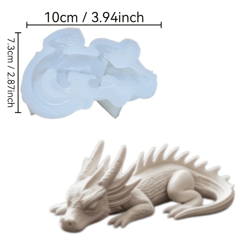 TEMU Reusable Resin Silicone Mold Suitable For Crafting - Sleeping Dragon With Clear Detailed Texture, Heat-resistant Demolding For Resin, Plaster,