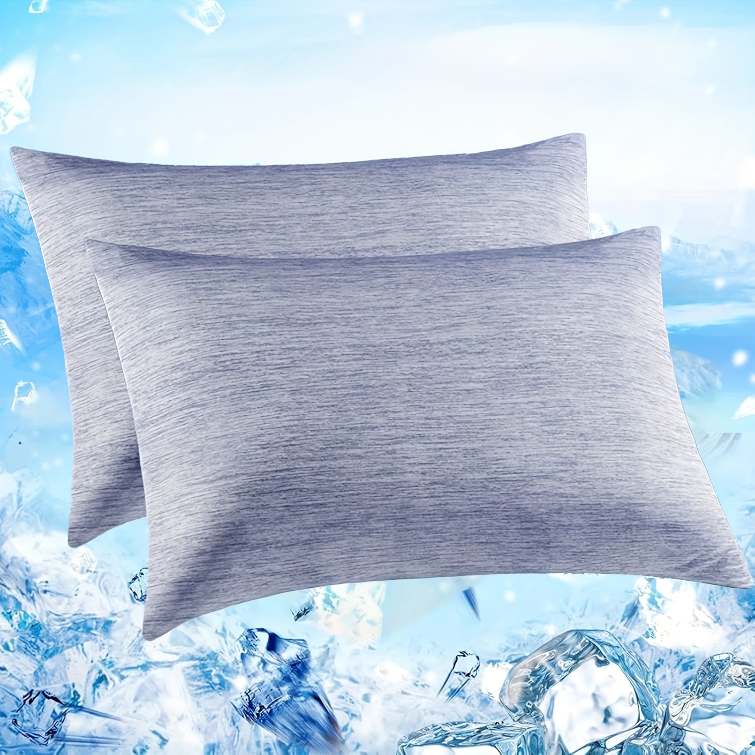 TEMU 2 Pack Summer Cooling Pillowcases For Hot Sleepers - 140g Anti-static And Breathable Polyester With Hidden Zipper | Skin-friendly, Machine