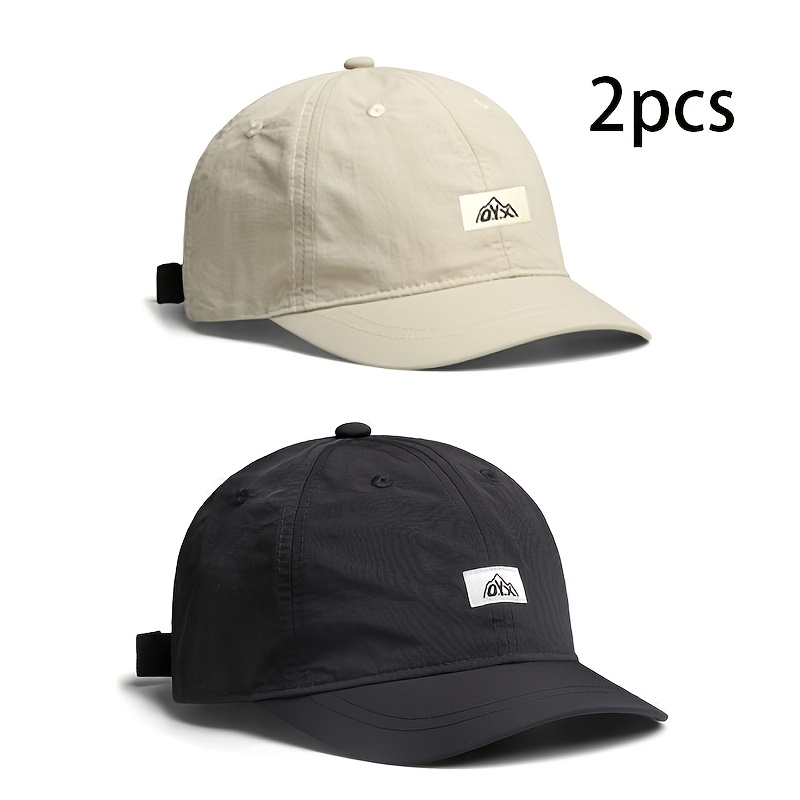 TEMU メンズ シーズナル 薄手ソフトトップ 速乾メッシュ 通気性 ショートブリム ベースボールキャップ 2個セット - ス ダックビル サンハット - 乗馬用ベースボールキャップ - アウトドアスポーツに欠かせないダックビルハット