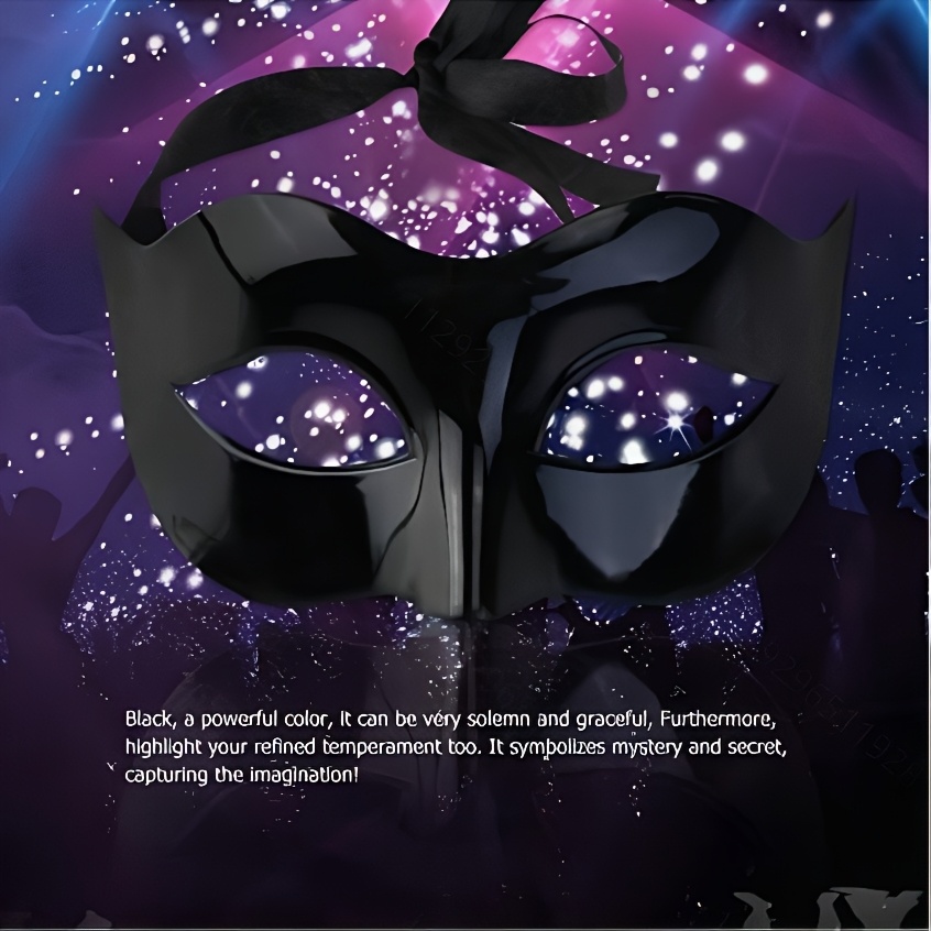 Black Shiny Half-Face Venetian Mask