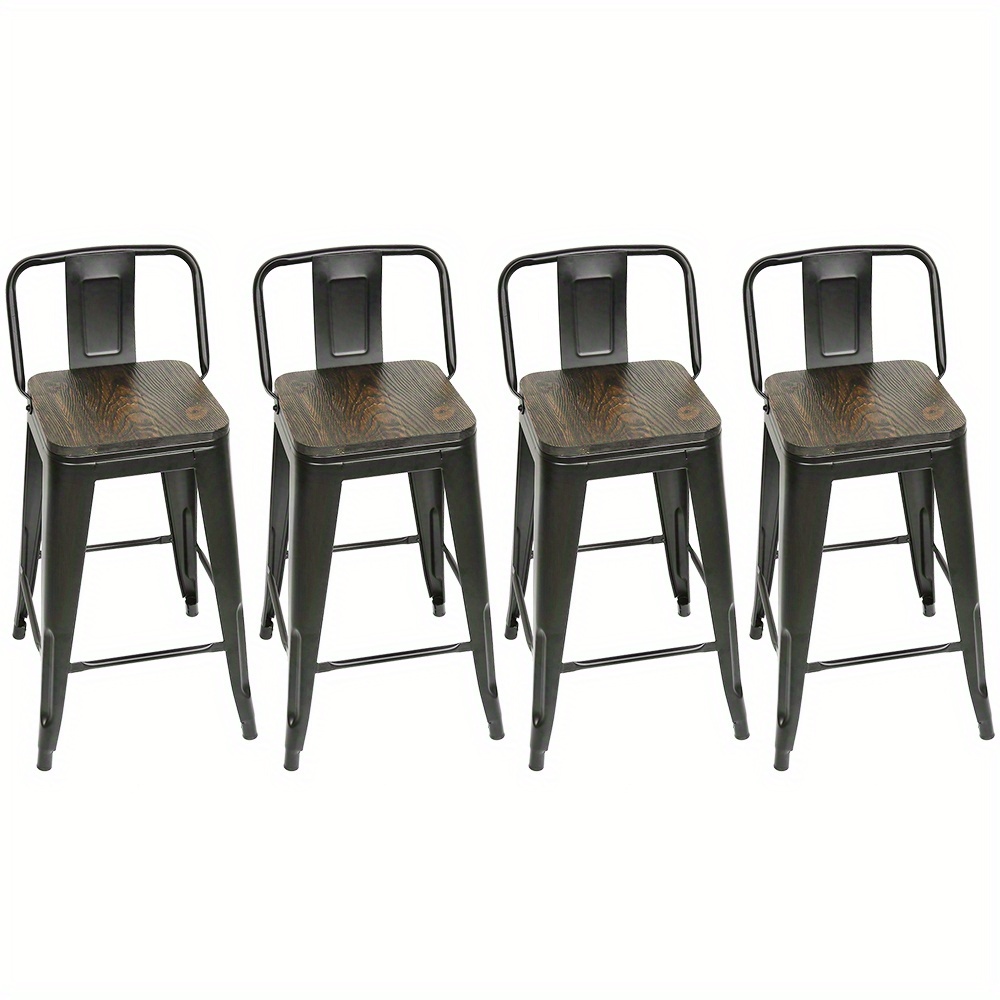 Image of 4pcs Set Bar Stools, Sturdy Metal Construction With -bearing Capacity, Height 63.5cm, Standard Size, Simple And Convenient Installation. Vintage Suitable For Settings Such As Bars