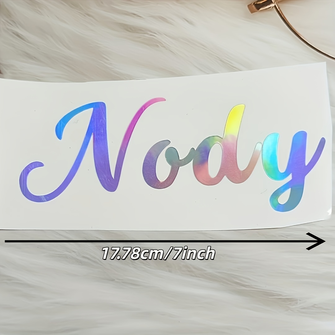 TEMU Customized Holographic Name Laser Stickers, Suitable For Water Bottles, Cups, Windows, Glassware, Weddings, And Other Occasions. Personalized