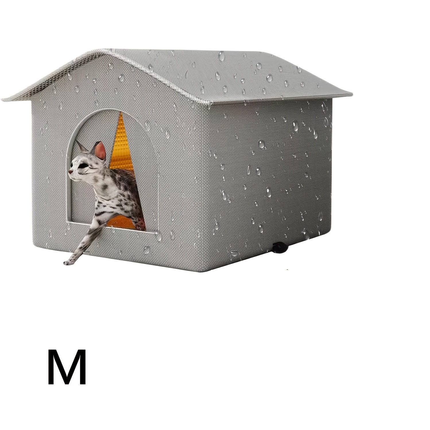 M Size Waterproof Outdoor Cat House, Insulated Oxford Fabric Shelter,  Winter for Cats and Small Animals Pet Condo, with Warm Pad,