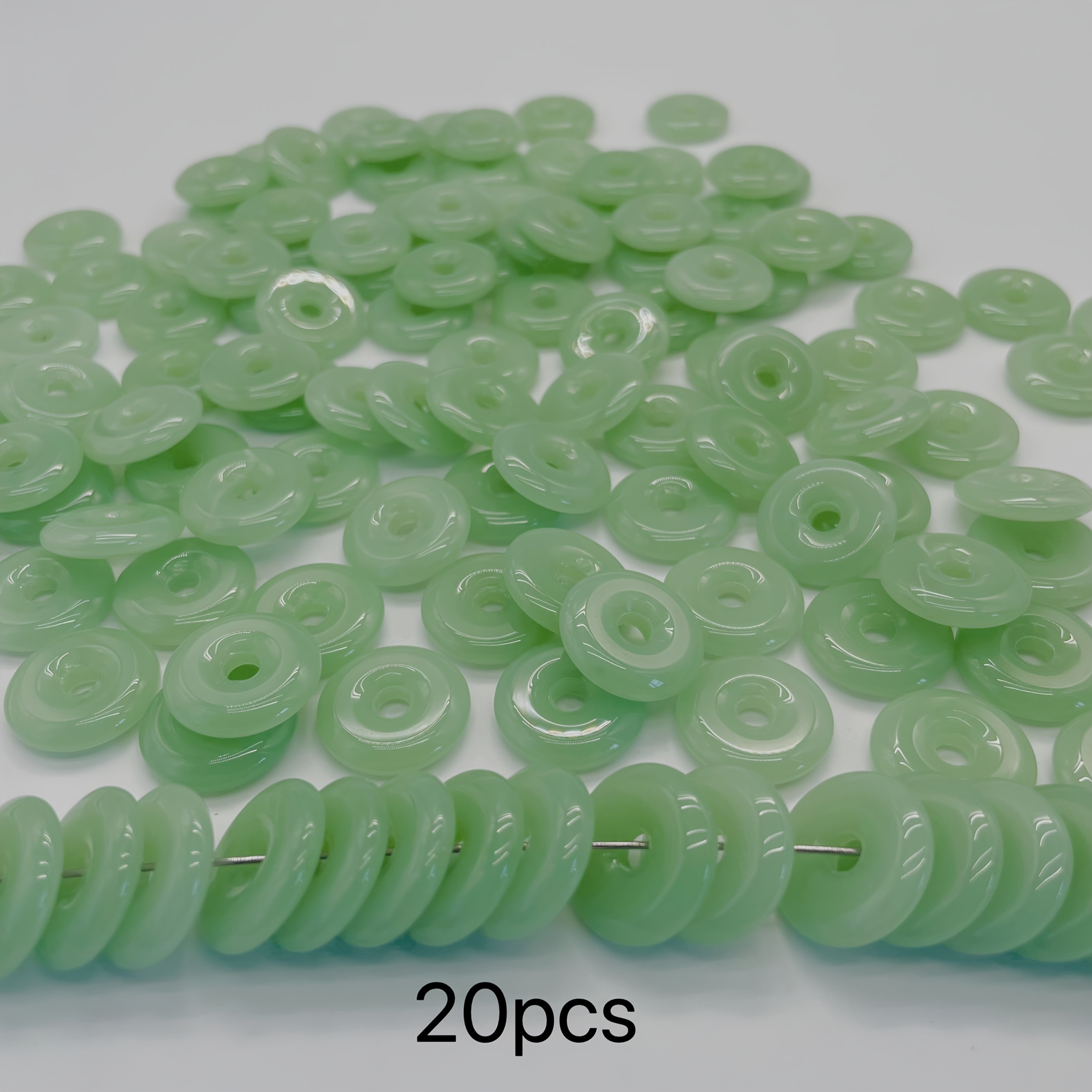 TEMU Pendente Nodo Ping An 18mm, Ciondolo in Vetro Naturale, Non Sbiadisce, Perline Sciolte Stile Antico (20pz), Accessori Cinesi Fai da Te