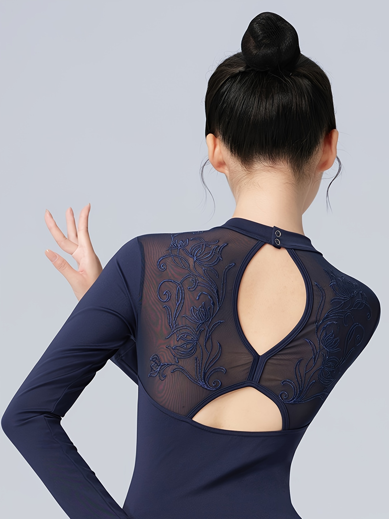 Spoxiyue Body a maniche corte balletto, body nero per ballerine, abbigliamento da danza (Manica lunga nera, S