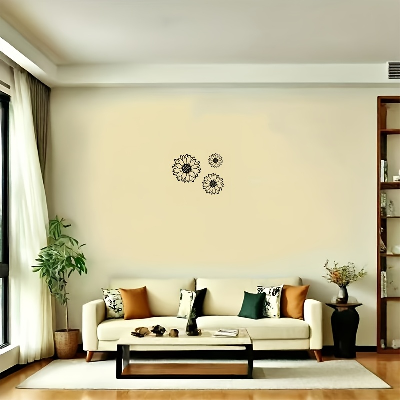 TEMU Lot de 3 Tournesols en Métal pour Décoration Murale, Jardin Champêtre, Suspension sur Clôture Extérieure, Déco Salon Chambre Patio , Pas