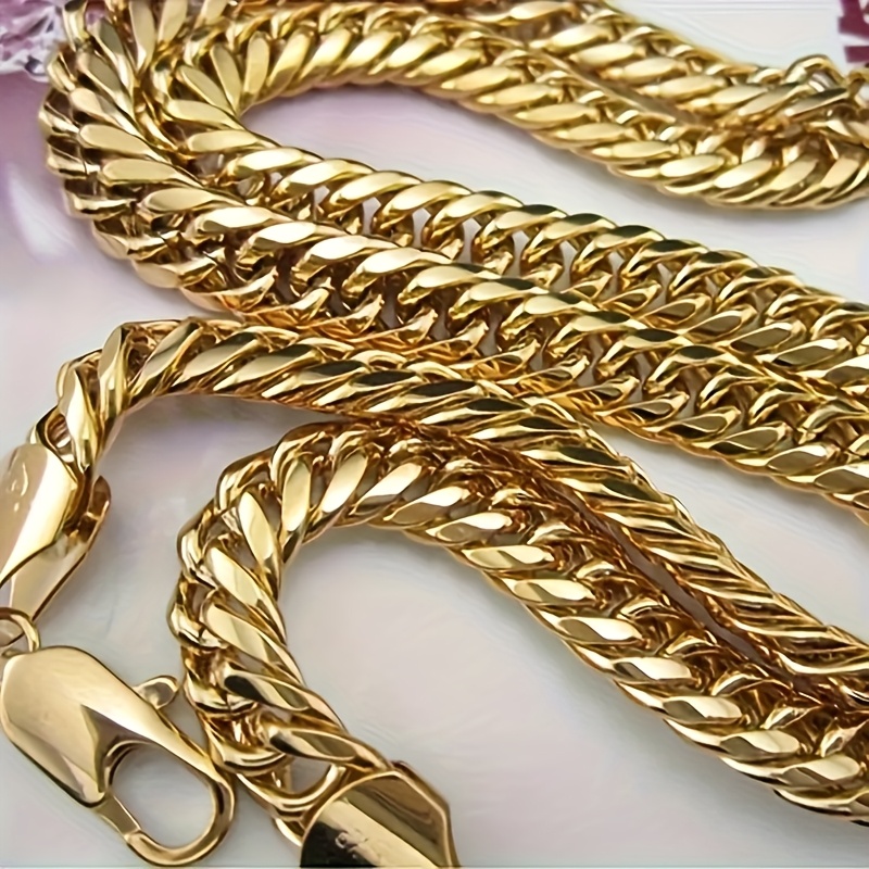 Stylish 18K Golden-Plated Cuban Link Chain Necklace