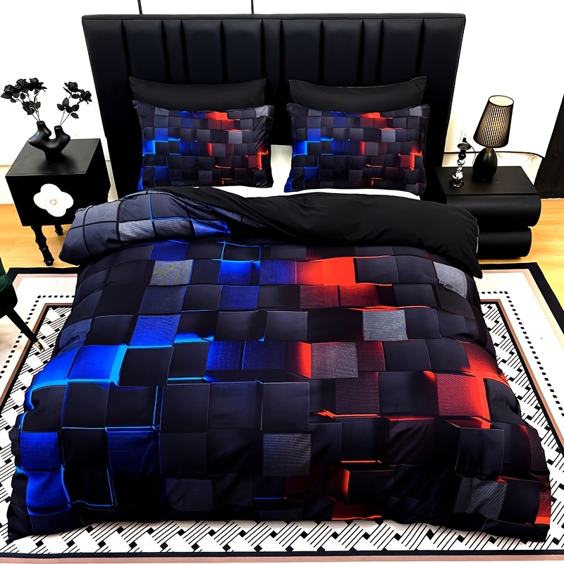 3pcs Cool Tech Digital Print Duvet Cover Set for All Seasons, Available in Red And Blue, in Four Sizes (Twin, Double, Queen, King) (1 Fitted Sheet + 1/2 Pillowcase, No Filling) 5 3pcs Cool Tech Digital Print Duvet Cover Set for All Seasons, Available in Red And Blue, in Four Sizes (Twin, Double, Queen, King) (1 Fitted Sheet + 1/2 Pillowcase, No Filling) - Image 5