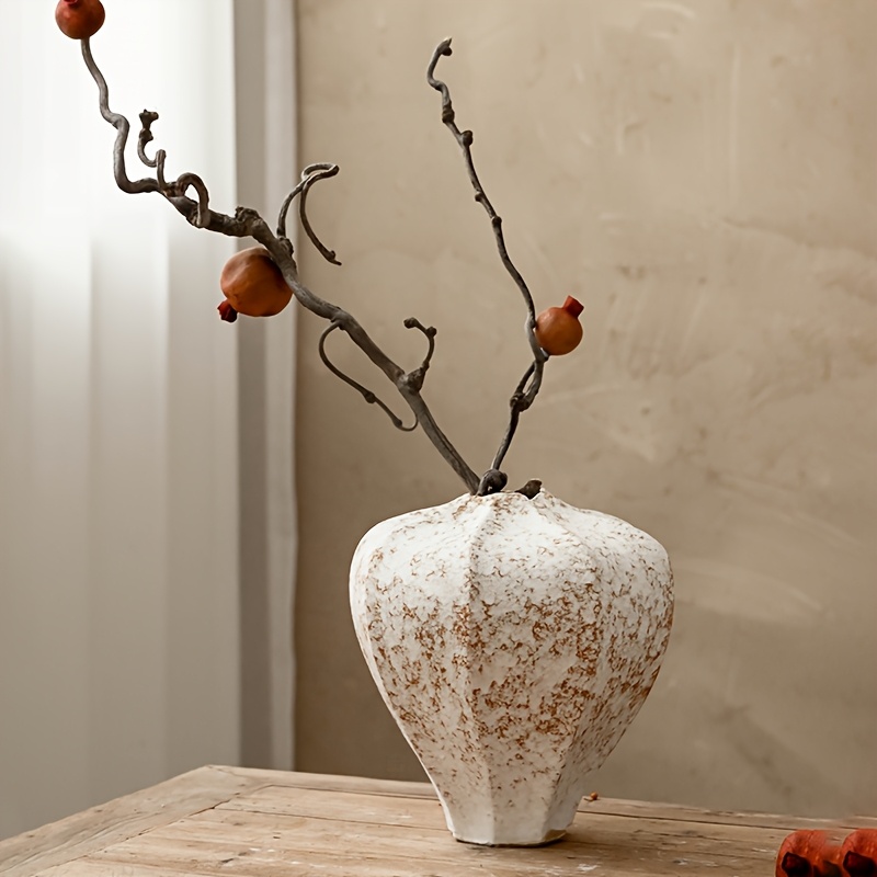 A Handcrafted White Ceramic Vase - Vintage Style Modern Home Decor, Suitable for Dining Tables, Kitchens, Offices, Or Living Rooms - an Ideal Housewarming Gift And Vase Home Decoration