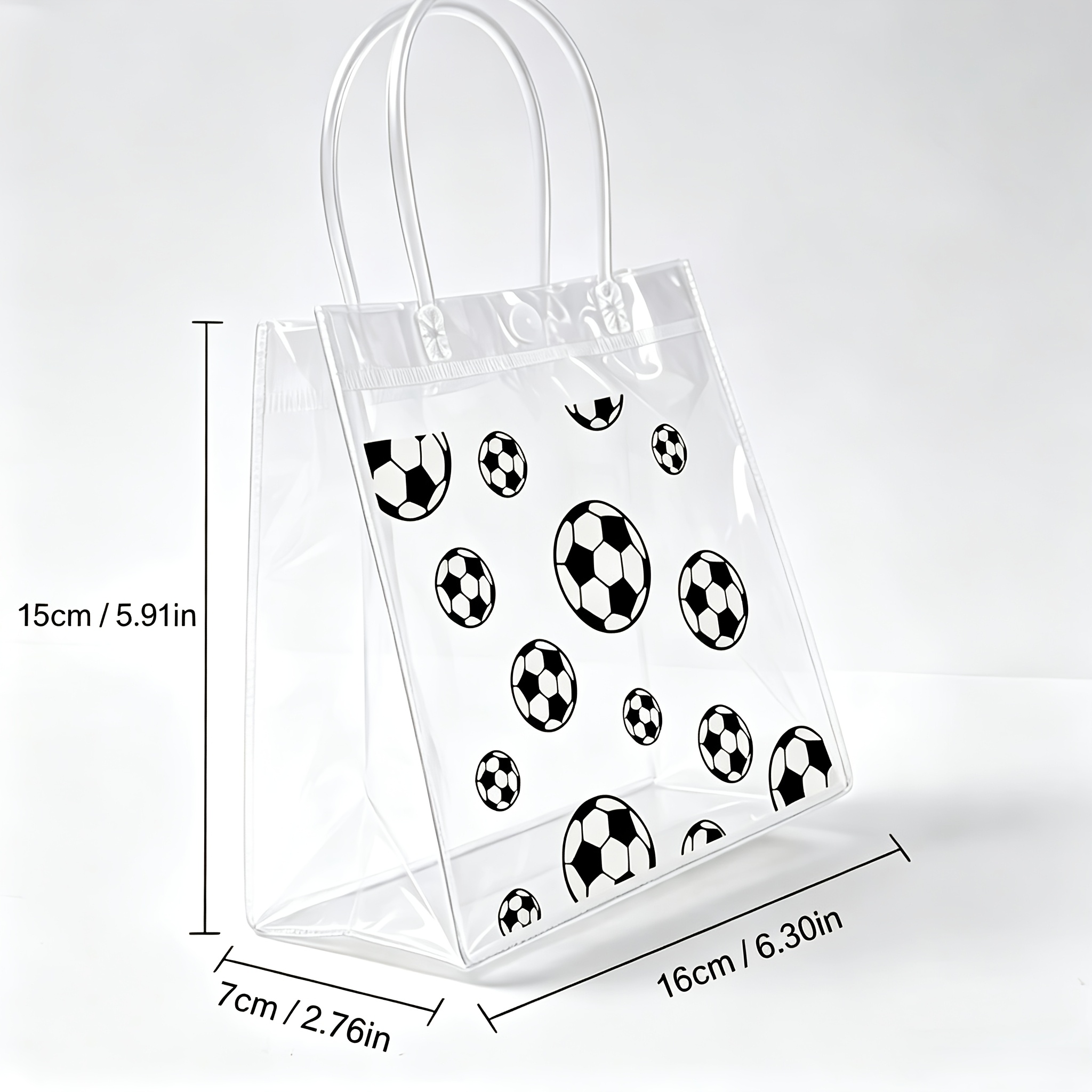 TEMU 12pcs, Clear Football Pattern Handheld Handheld Gift Bags, Soccer Theme Party Tote Bags, Sport Theme Birthday Party Gift Packing Bags, Soccer