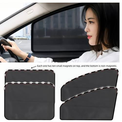 4pcs magnetic car window sun shades with protective and privacy screens heavy duty mesh front rear covers remove suitable for all car models trucks suvs heat insulation and anti glare parking use