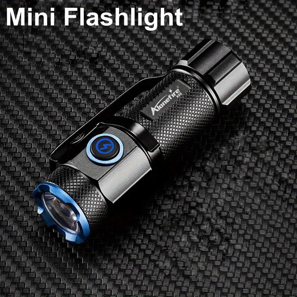 

Alonefire X66 P50 Led Mini Flashlight, High Brightness, Compact Palm-sized Torch, Type-c Usb Rechargeable, Portable With Belt Clip For Night Lighting, Outdoor, Home, Work, Includes 16340 Battery