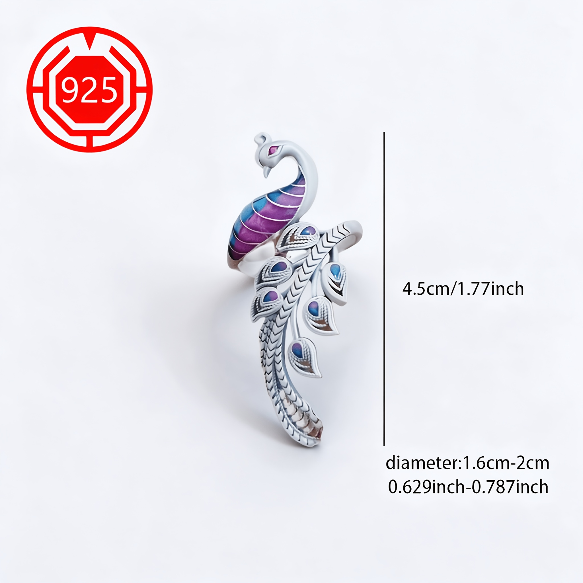 925 Silver Irregular Hollow Pattern Adjustable Ring, Vintage Design