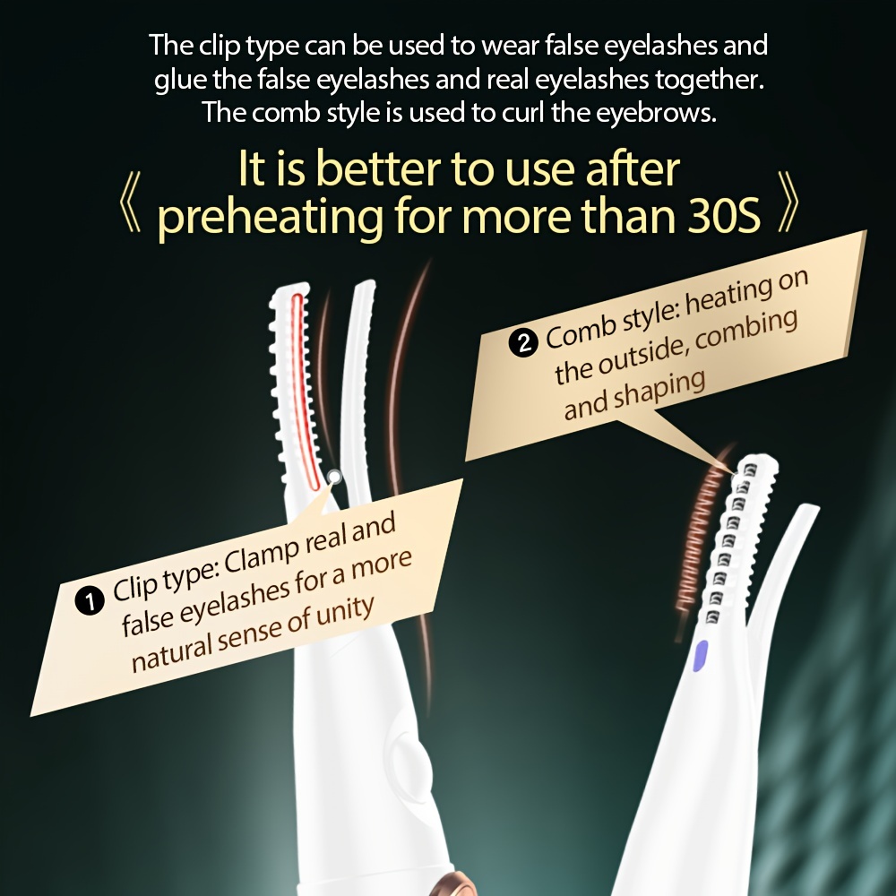 clip type heated eyelash curler with comb usb rechargeable for use after wearing false eyelashes and mascara 3 temperature quick curling long lasting Product details 1