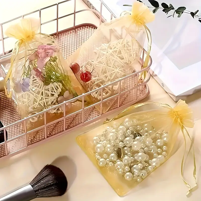 100 Sacchetti Organza 7x9cm Con Coulisse - Per Confetti, Matrimoni, Lavanda E Regali - Foto 6