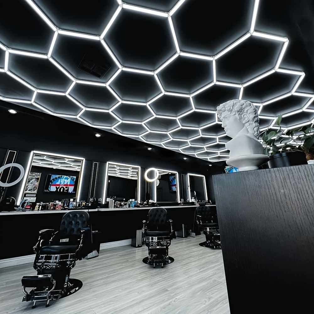 led hexagon garage light high   cold white honeycomb   for workshop barbershop or home 220 240v indoor lighting modern lighting design aluminum light