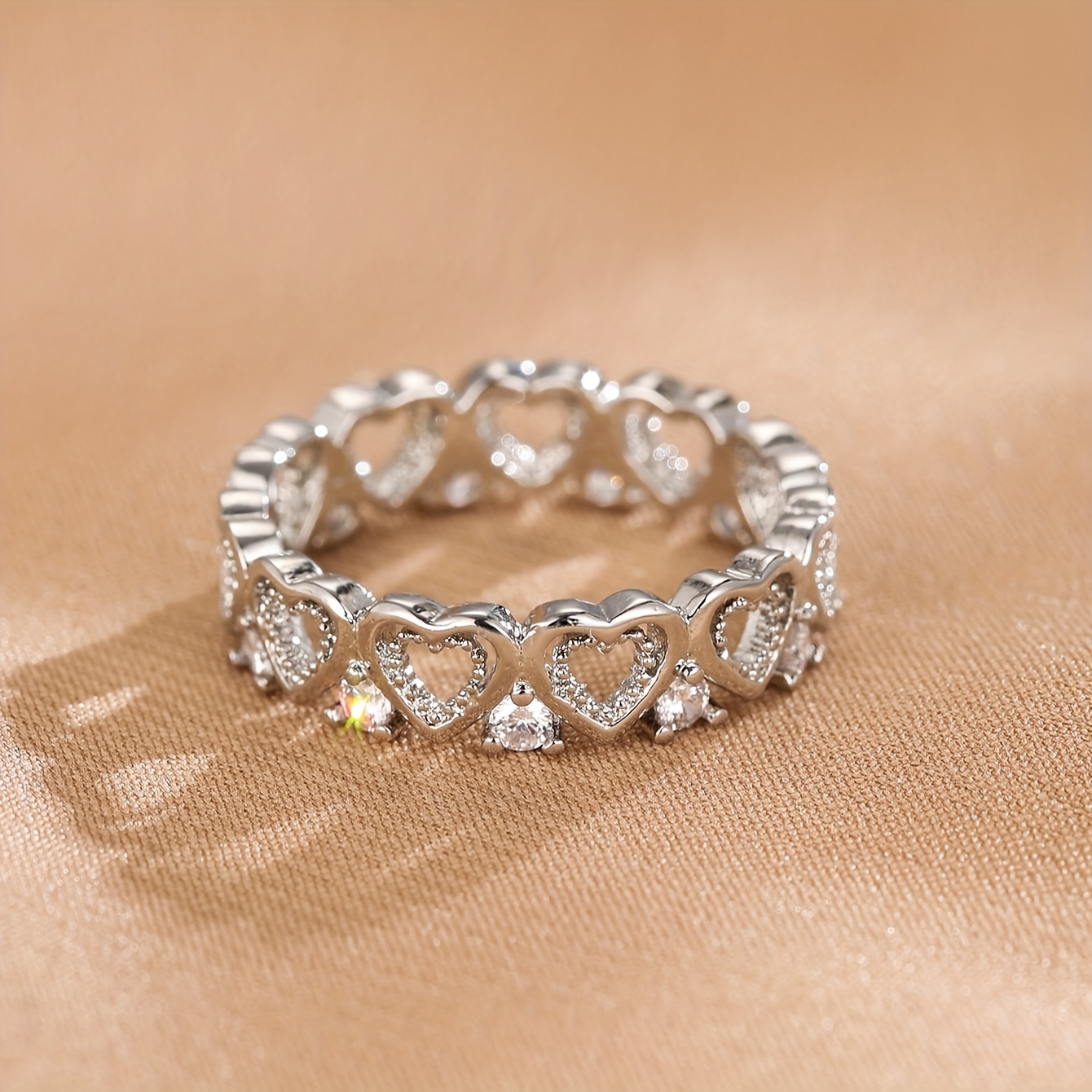 Women's Heart-Shaped Zirconia Ring, Chic & Versatile