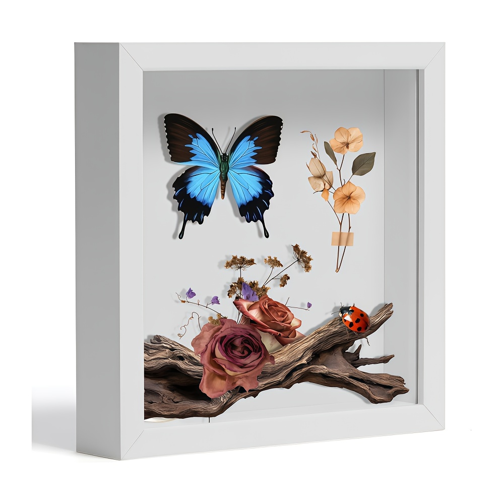 Image of 8x8 Inch Shadow Box Display Case - Box Picture Frame With Shatterproof Panel For Memorabilia, Baby Items, Crafts, Tickets And Photos | 3d Deep Wood Frame To Display Flowers, Easy To Open, Ideal Gift