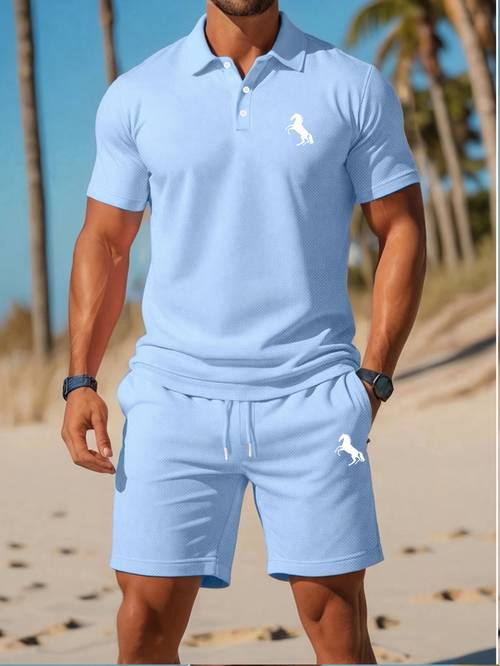 weiß schwarz grau einfarbiges anzug kurzarm herren, -shirt im amerikanischen stil als basis, herren texturierte shorts kurzarm t-shirt zweiteiliges set