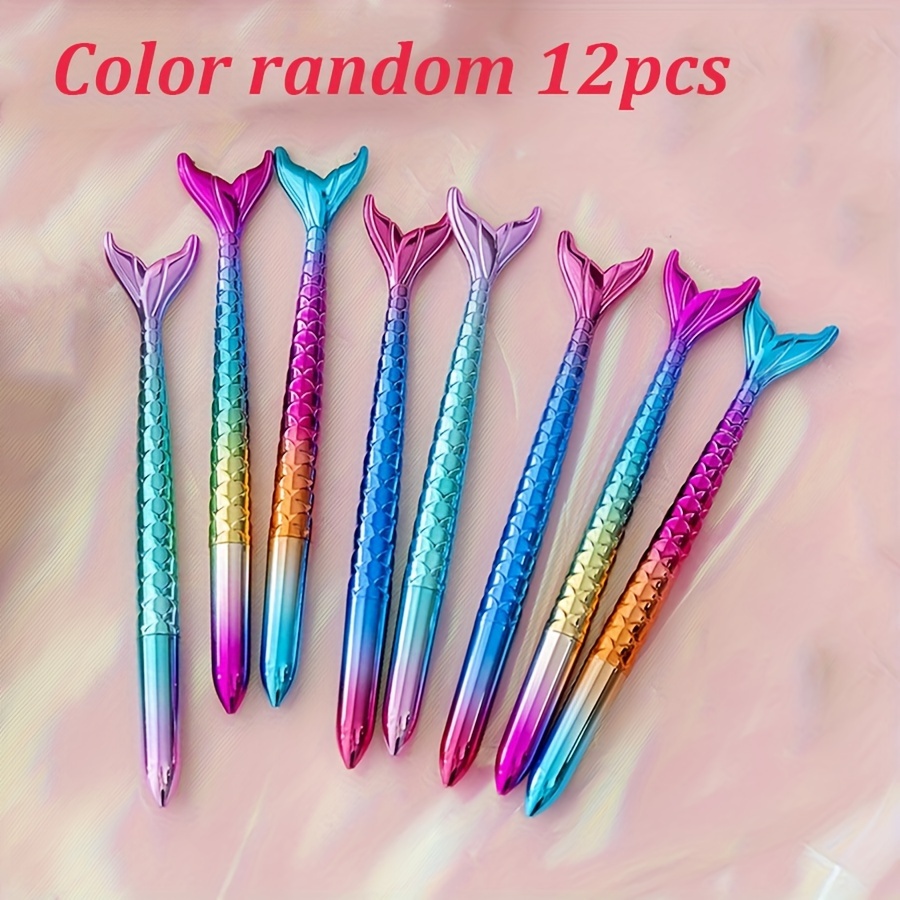 

12pcs Assorted Mermaid Gel Pens - Vibrant Colors, Smooth Writing For School & Office Supplies