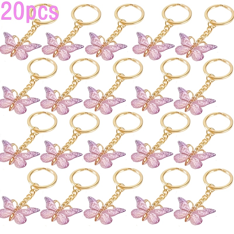 TEMU Gift For Her/him Gift For Her/him 20pcs Of Glitter Multicolored Keychains, Exquisite Gifts Party Keyring Packs. Romantic Keychains, Perfect For
