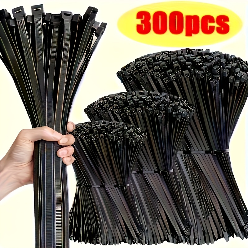 300 piezas de correas de nylon industriales de alta resistencia, antideslizantes y ajustables, multiusos de 10.16/15.24/20.32 cm, para muebles de exterior y jardinería, con hebillas de trinquete negras, duraderas y resistentes a todas las condiciones climáticas
