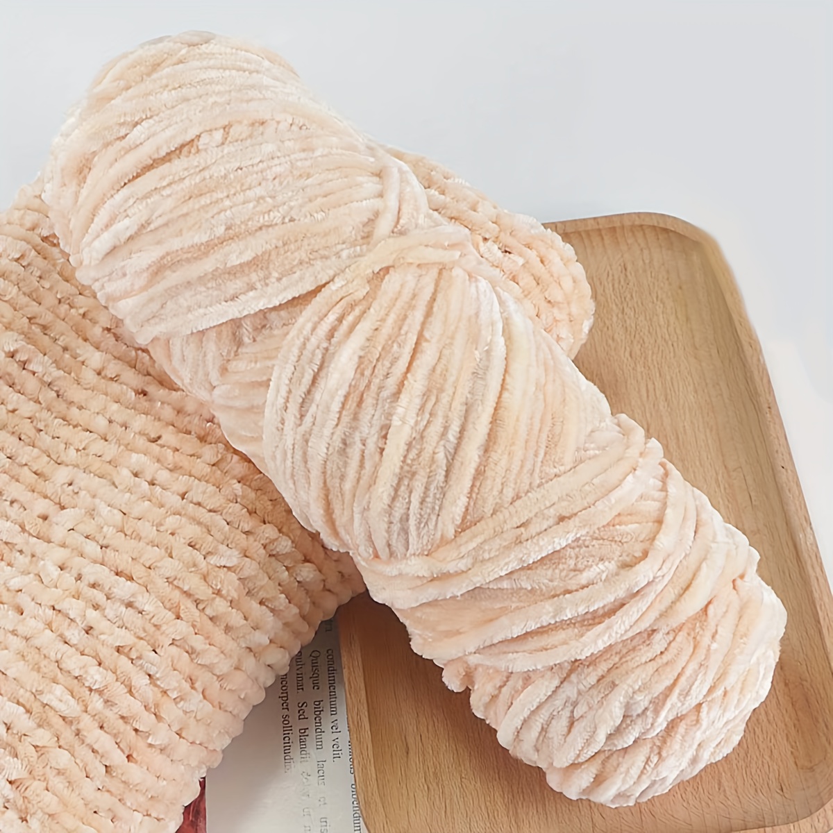 TEMU 100g±10% Fil de Velours Chenille Dégradé, Poids Moyen, Tricot à , Modèle de Bonnet pour Adulte