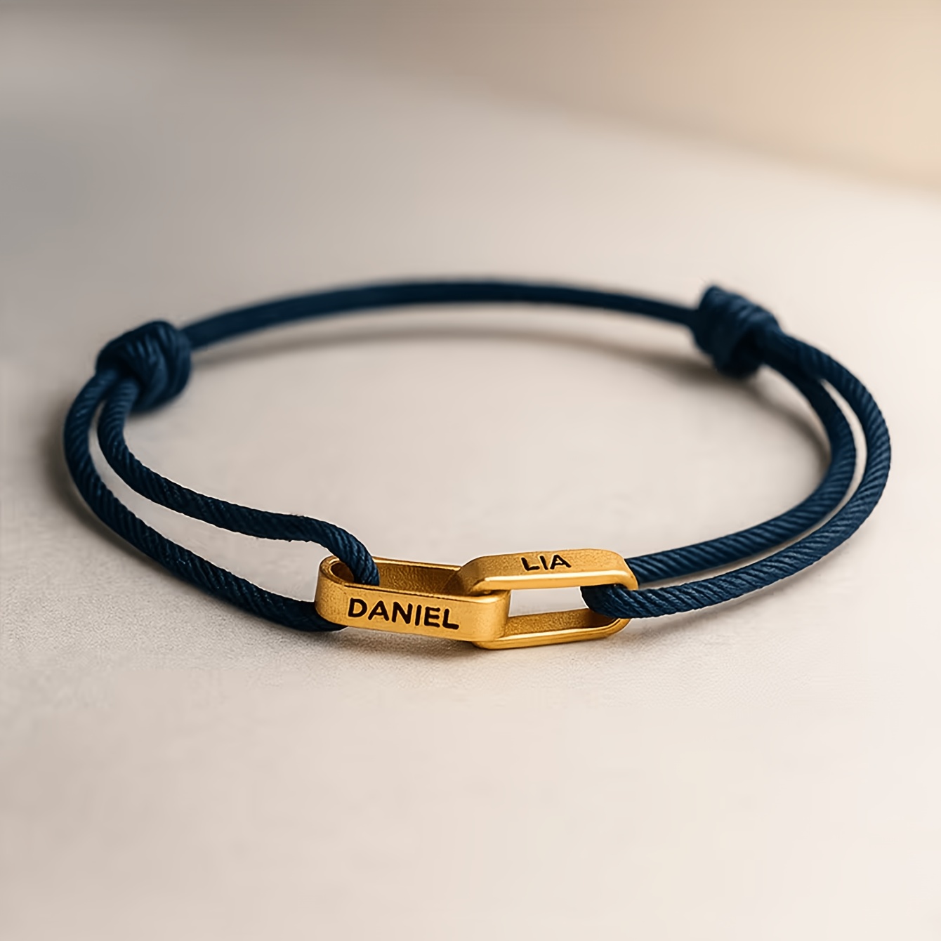 Custom Couple Name-Engraved Adjustable Knot Bracelet, Unisex Gift