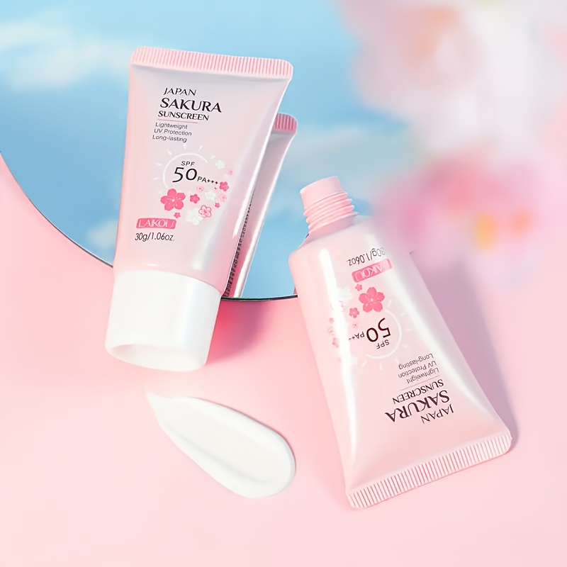 3pcs Sakura Sunscreen Cream Women Men 50 Pa Blue Light