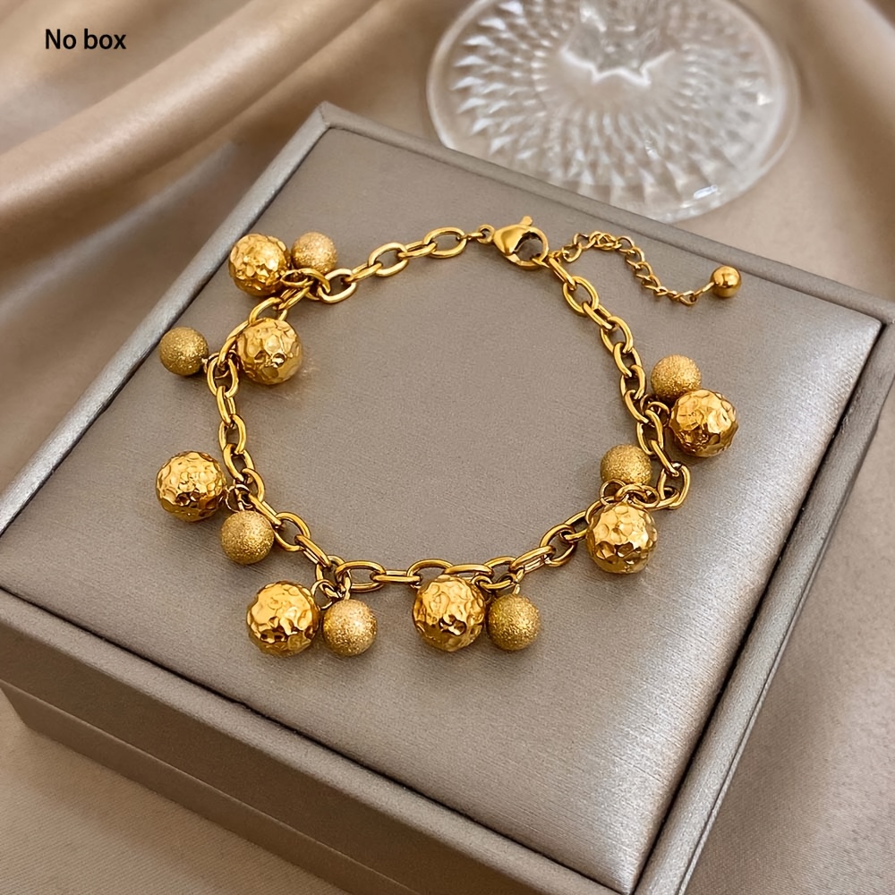 E-shop Elegantes kleines rundes Kugel-Anhänger Edelstahlarmband, vielseitiges neues Charme-Armband, geeignet für Männer und Frauen zum Tragen an