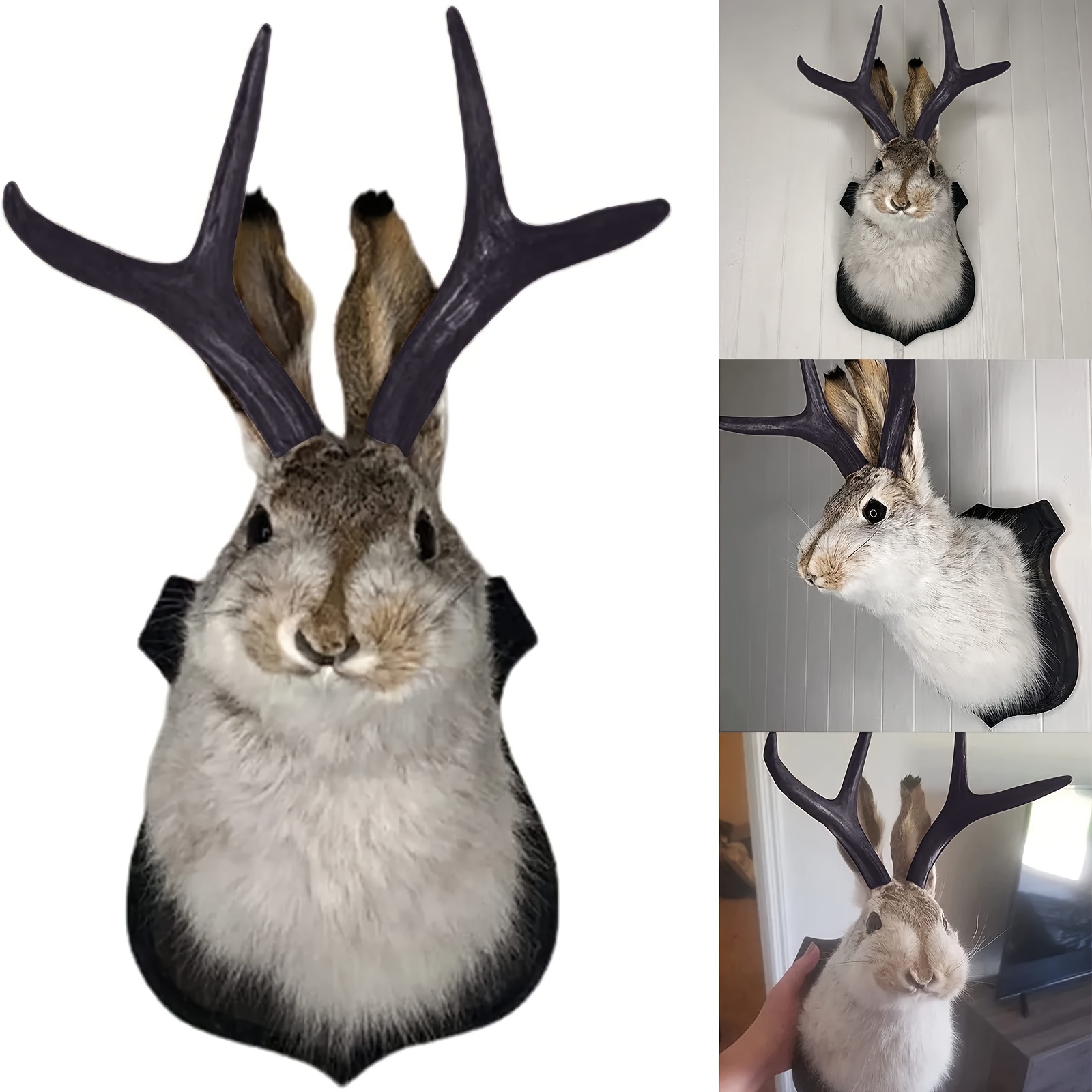 

Classic Resin Antlers Rabbit Head Statue, Animal Theme Wall Hanging Ornament, Thanksgiving Home Decor, No Electricity Or Battery Needed