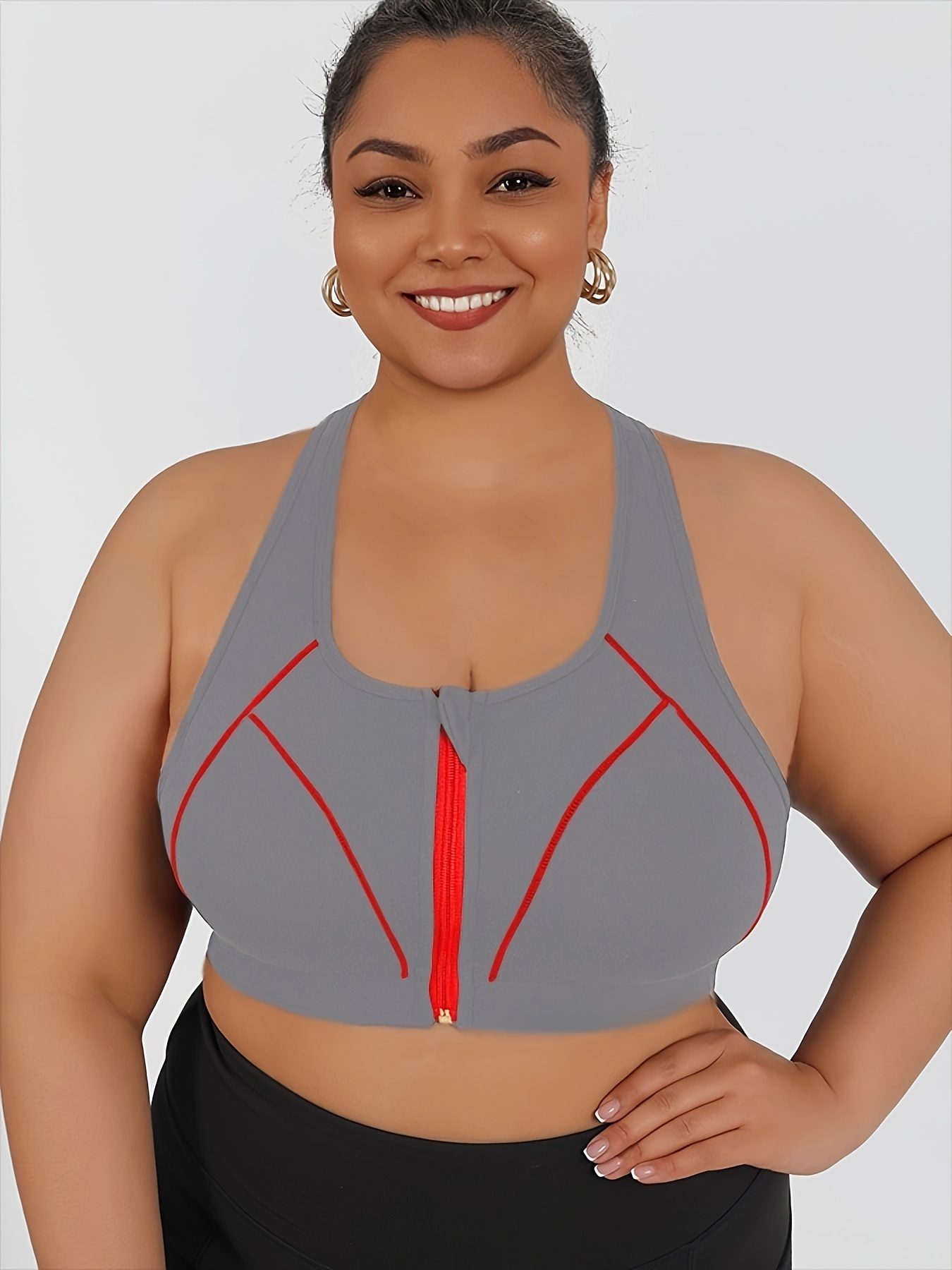 High-intensity Collision Color Fitness Bra With Front Zipper, One-piece Outerwear, Beautiful Back, Anti-sagging Yoga Vest