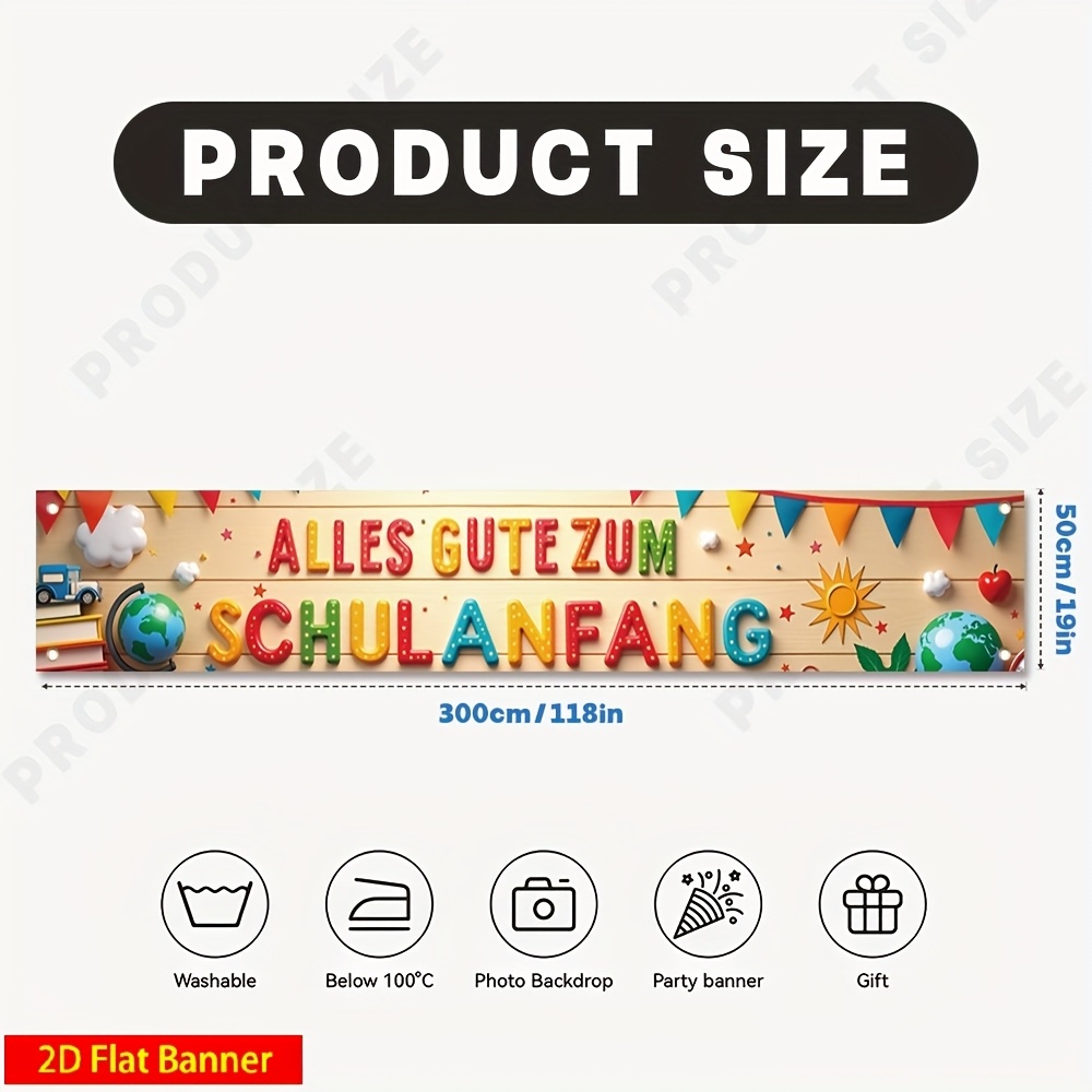 E-shop 2D Flat, 2D Flat - 2D Flat, 2D Flat - Ein einzelnes 2D Flat Banner für die deutsche Schulanfangs- oder Einschreibungsdekoration, mit lebendigen
