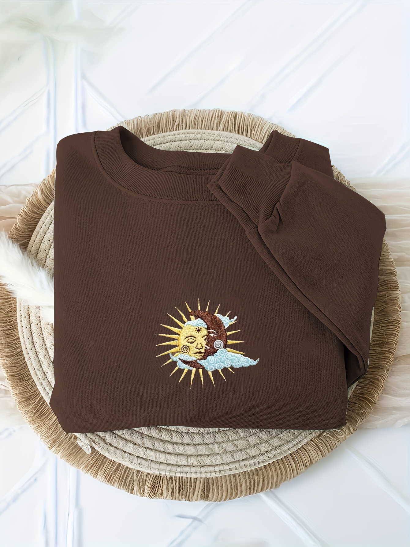 damernas vintage inspirerad sol måne broderad sweatshirt - Temu Sweden