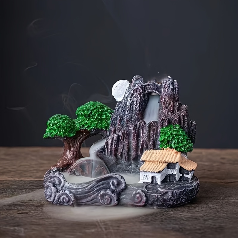 Image of Incense Holder, Waterfall Incense Holder, Handmade Resin Waterfall Incense Holder, Tea Ceremony Incense Path, Relaxation Gift