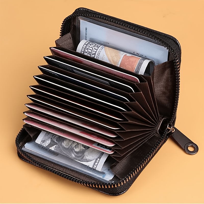 TEMU Men's Casual Wallet Business Card Holder, Black, Style, Pu Material, Smooth And Durable, Multi-functional, Large Capacity, Multiple Card Slots,