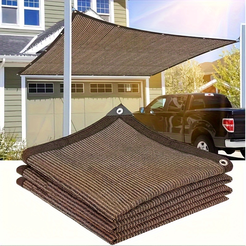 

Breathable Brown Privacy Screen For Outdoor Garden & Balcony - Water-resistant Pe Fabric, Sunshade Netting