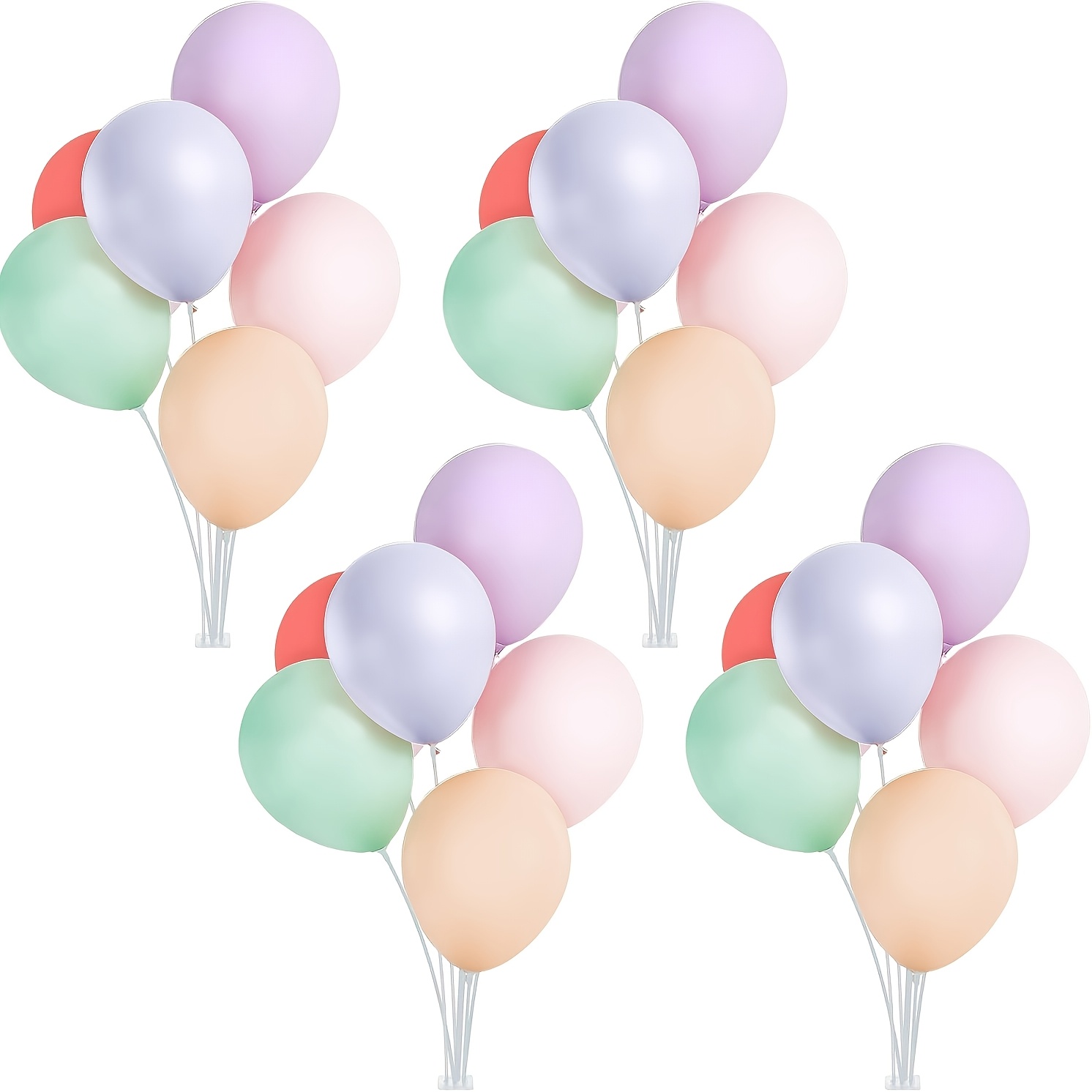 TEMU 4 Sets 7-hole Balloon Stands, Standing Balloon Arches With Adhesive Bases, Reusable Desktop Balloon Column Holders, Wedding Party Decorations,