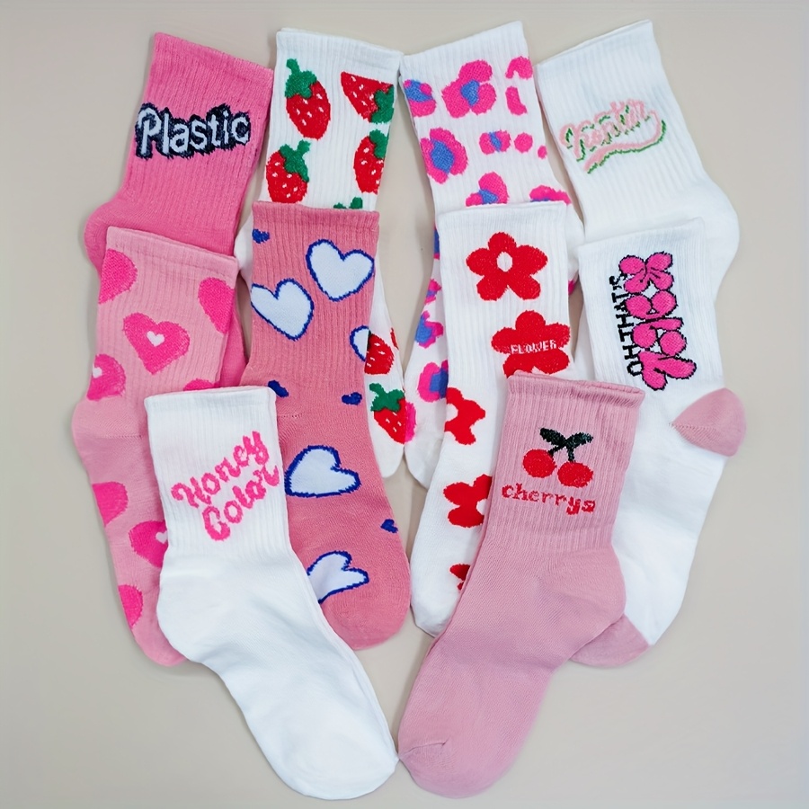 10 par rosa strumpor för kvinnor andningsbar tyg hjärta och - Temu Sweden