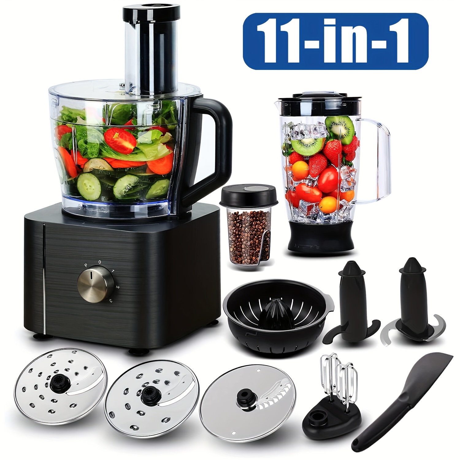 food processor 11 in 1 with chopping blending kneading grinding whisking juicing 1100w   3 2 l bowl and 1 5l jug blender dark gray details 0