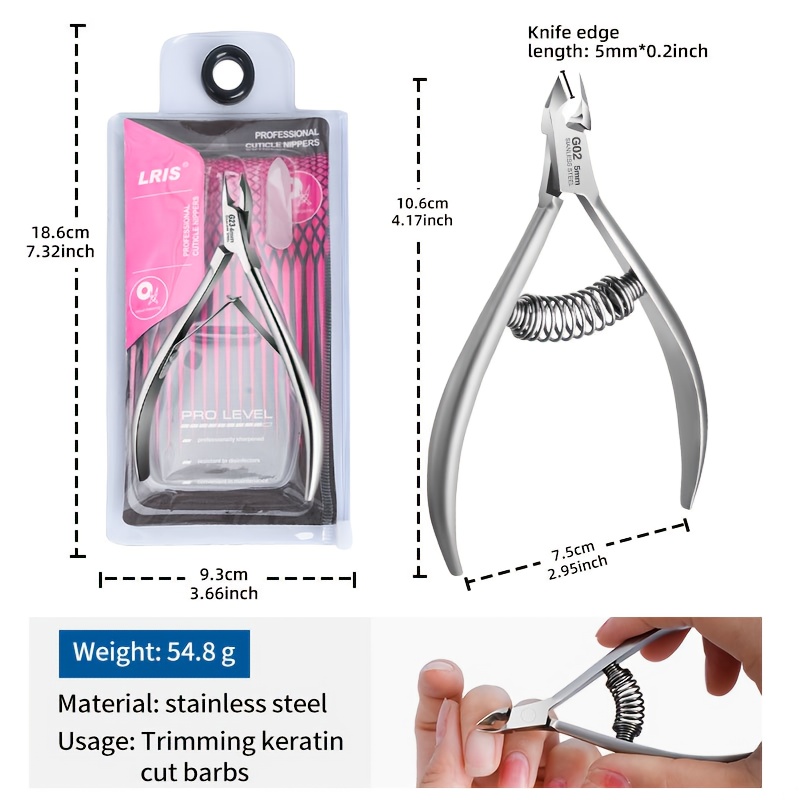 Cuticle Nippers Professional Stainless Steel Cuticle Trimmer Scissors And Double Spring * Shear Cutter Remover Pedicure Tool Silvery