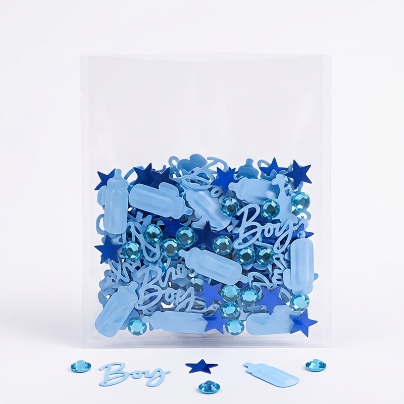 TEMU Ensemble de sur le thème de garçon bleu, 728 pièces, étoiles de bouteille mélangées, lettres à paillettes, décorations de table pour fête de de