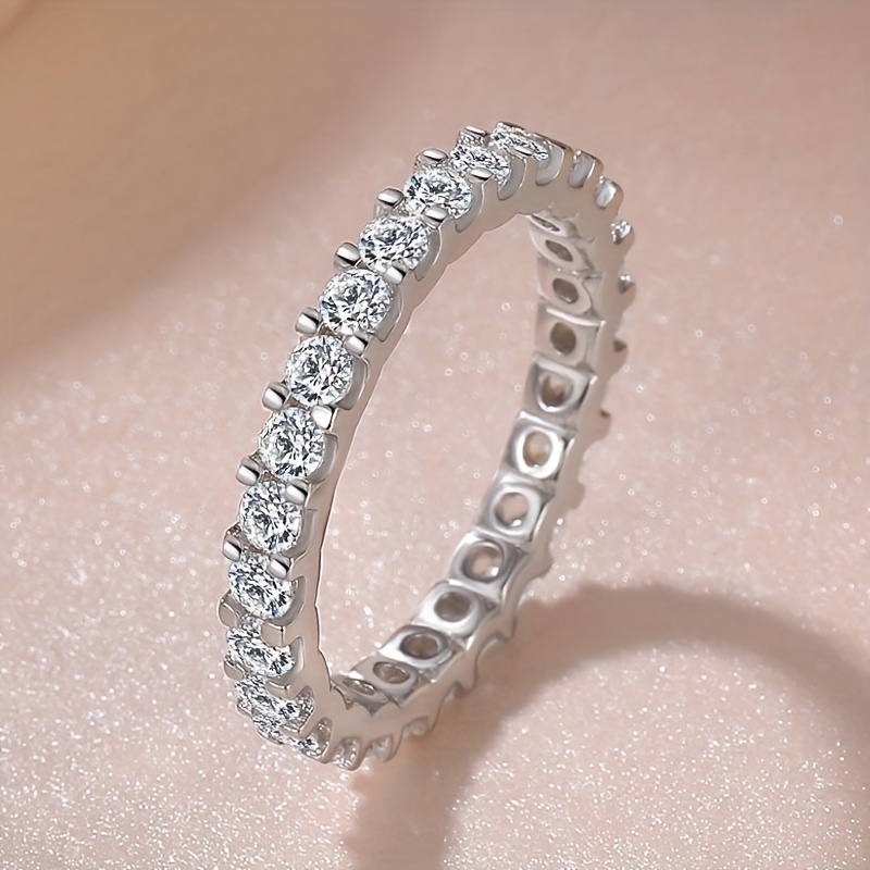 E-shop Ewiger Damenring, einfacher klassischer eingelegter, reihenförmig verbundener synthetischer Zirkonia-Sternring, Damen-Tages, Freizeit,