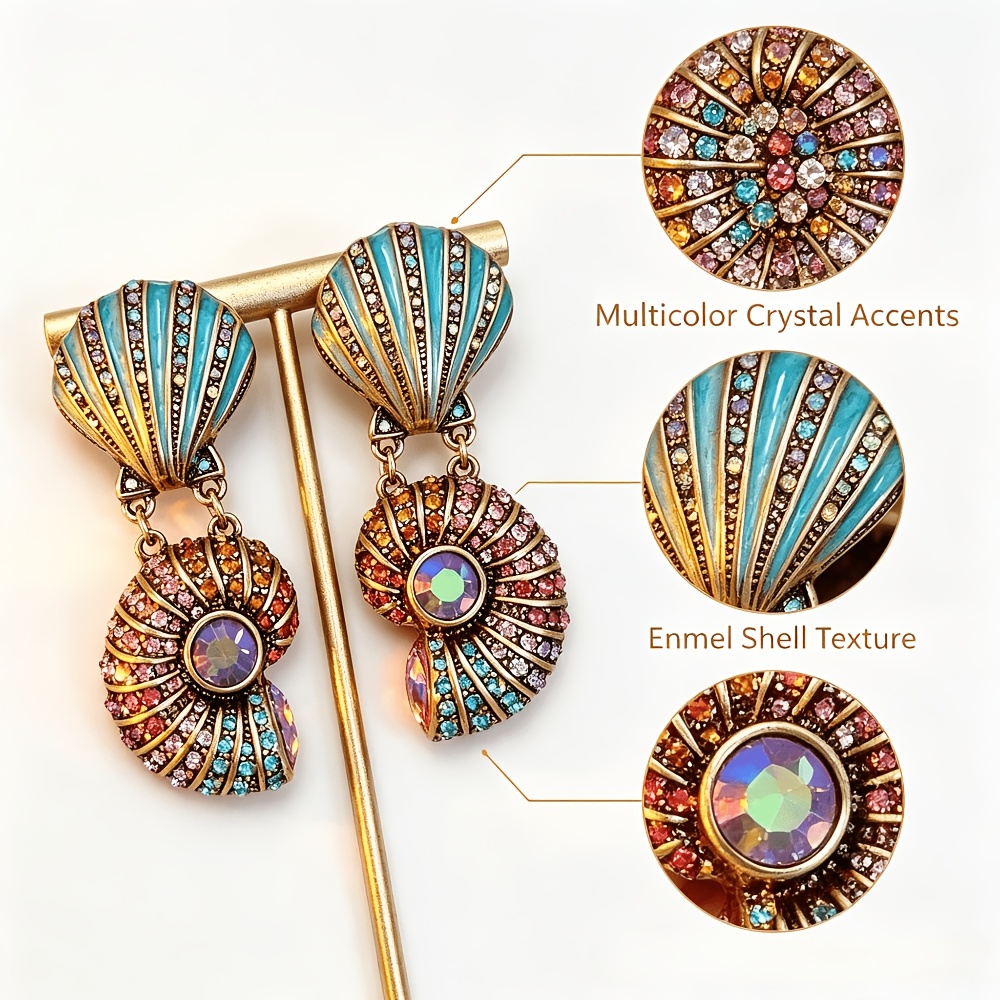 Women's Vintage Marine-Themed Enamel Stud Earrings