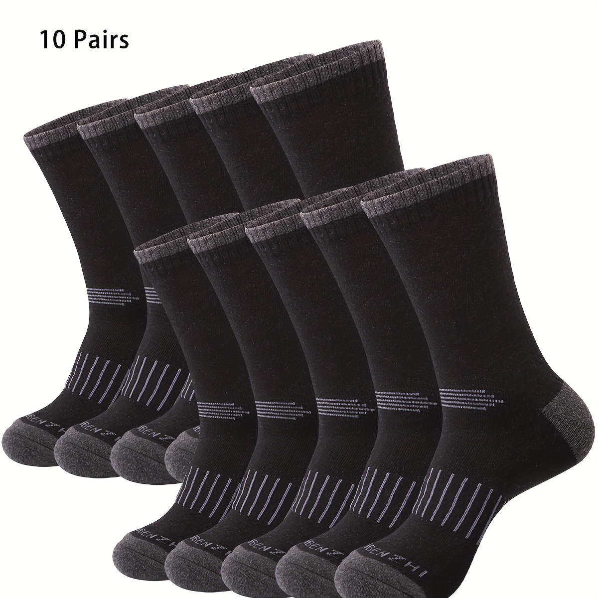 TEMU 10 Pairs Of Warm Wool Mid-calf Socks For Men And Women, Multifunctional Sports Socks For Running, Cycling, Hiking, And Mountaineering